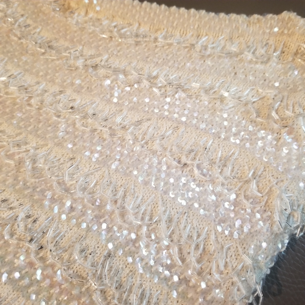 Vintage Ecru Beaded Shell Top